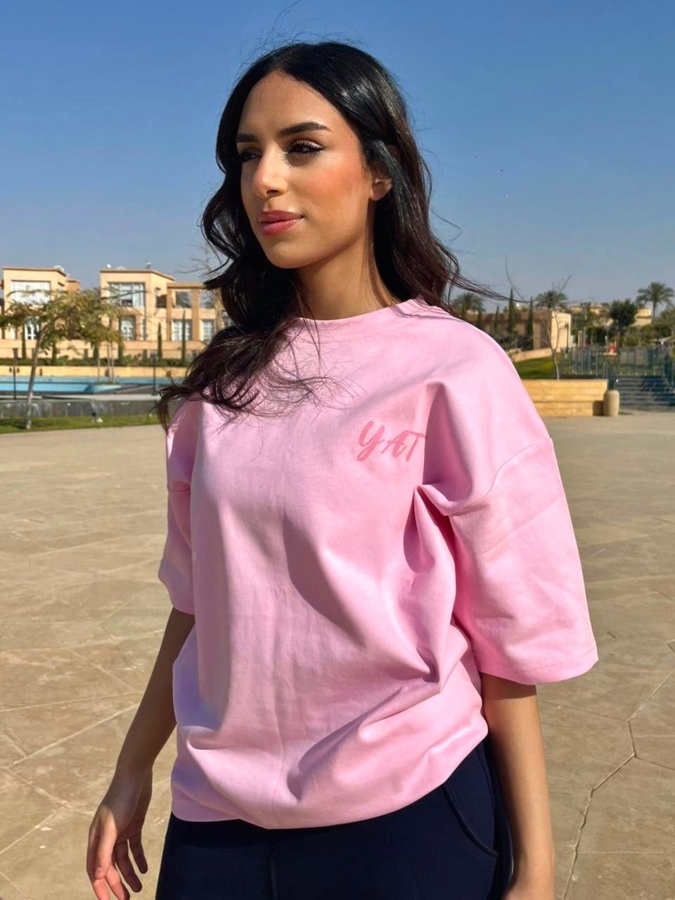 pink “stay chill” oversized t-shirt