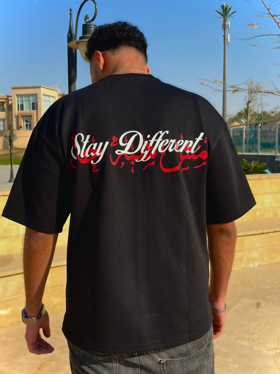 Black “Stay Different” Oversized T-shirt