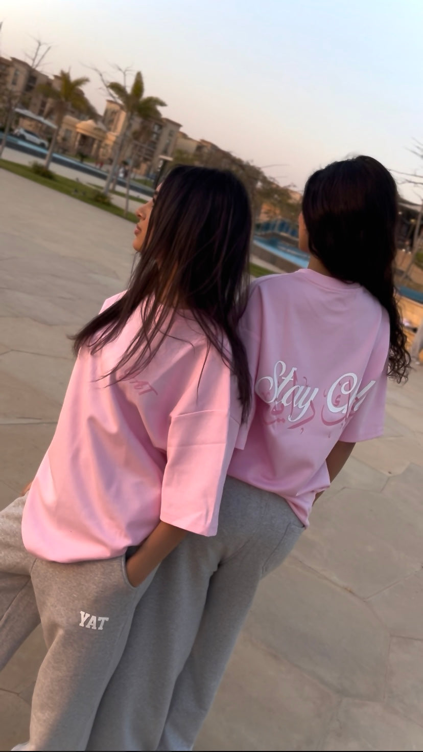 pink “stay chill” oversized t-shirt