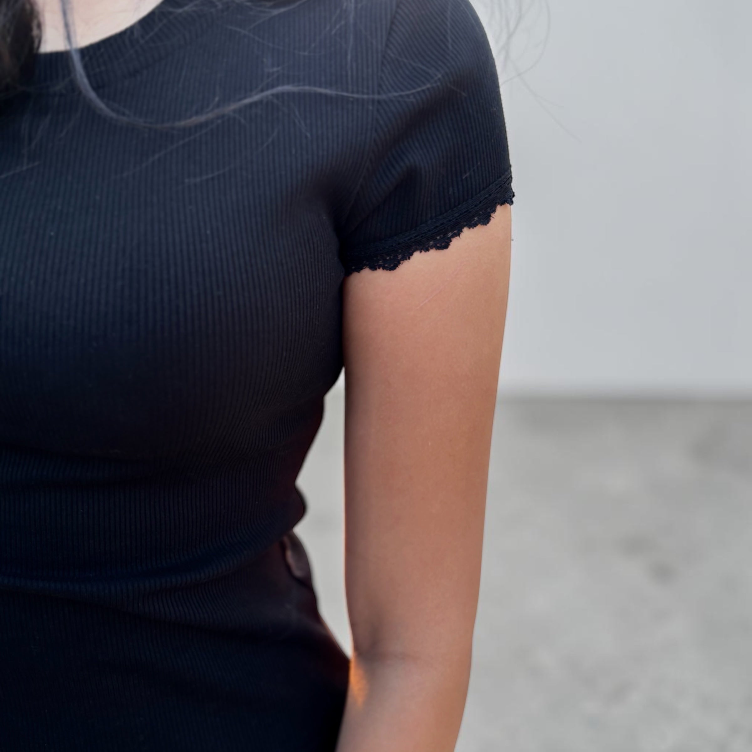 Black lace trim top