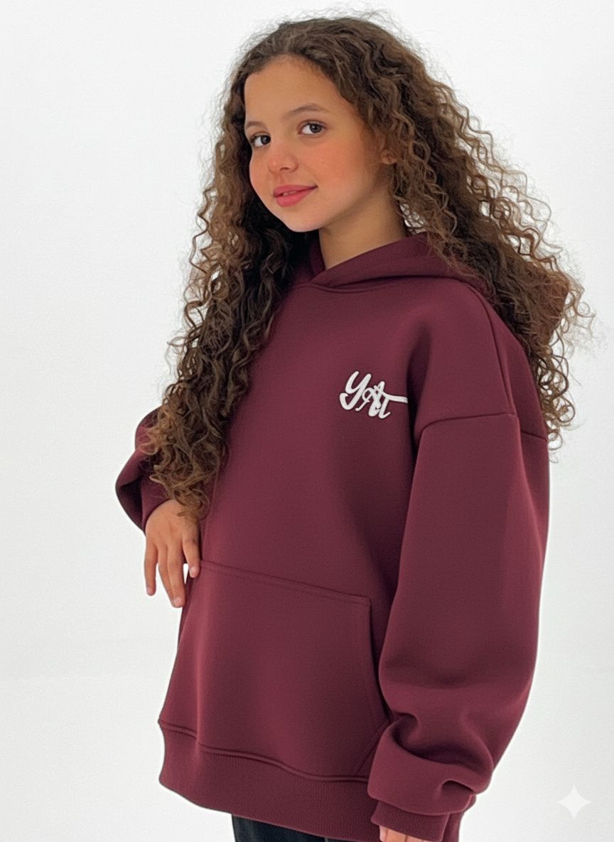 Deep burgundy hoodie-أثر
